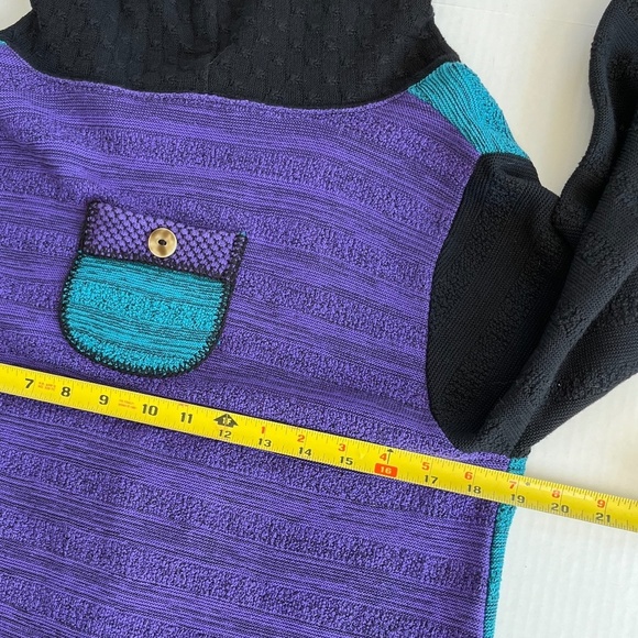 Margaret Winters Size M Knit Sweater Cowl Neck Art Colorful Pockets Long Sleeve - Picture 9 of 10